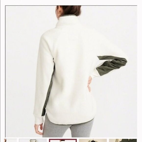 Abercrombie & Fitch Asymmetrical Snap Up Quilted Fleece Sweatshirt Size XS - Picture 3 of 11